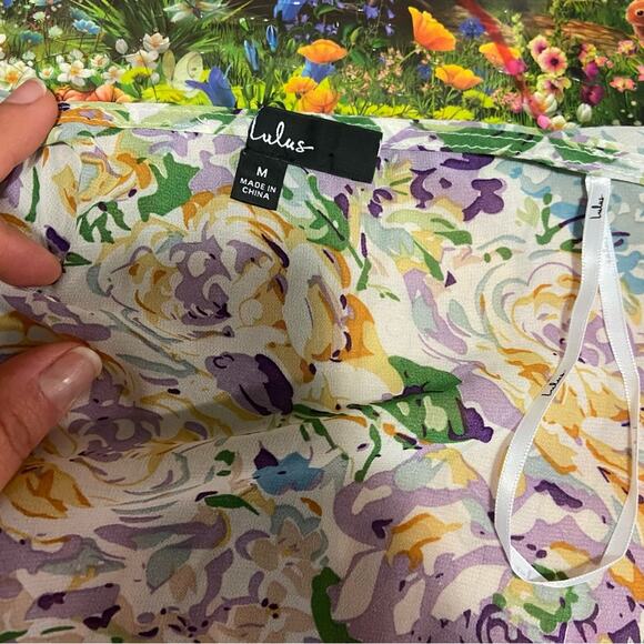 Lulus Feels Magical Ivory Floral Print Short Sleeve Wrap Maxi Dress - Picture 11 of 12